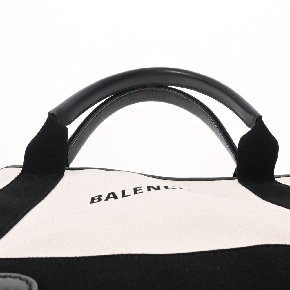 Balenciaga Blue Black Cabas Canvas White Handbag Navy The - Picture 4 of 11